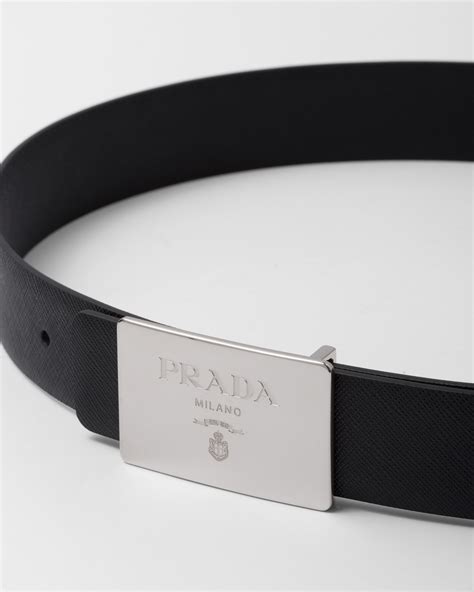 prada leather buckle belt|Prada metal buckle calf belt.